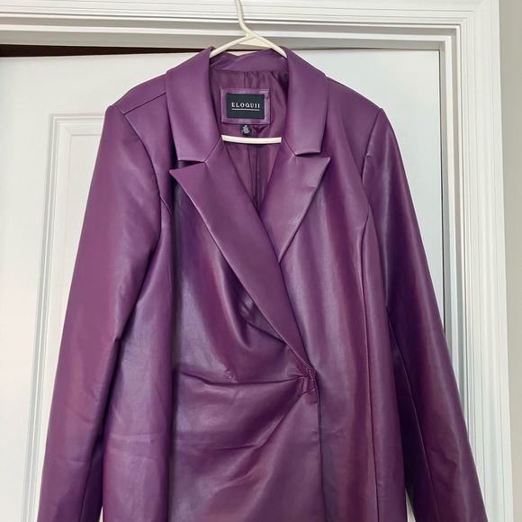 Eloquii Faux Leather Asym Blazer - Picture 6 of 16